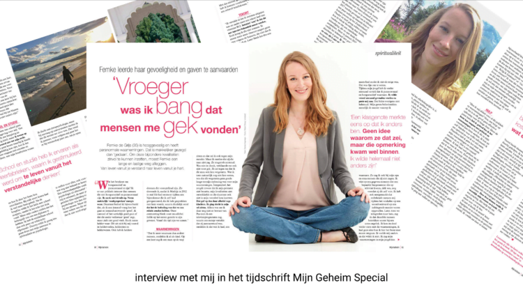 preview van het interview met Femke de Grijs over paranormaliteit in het tijdschrift Mijn Geheim Special