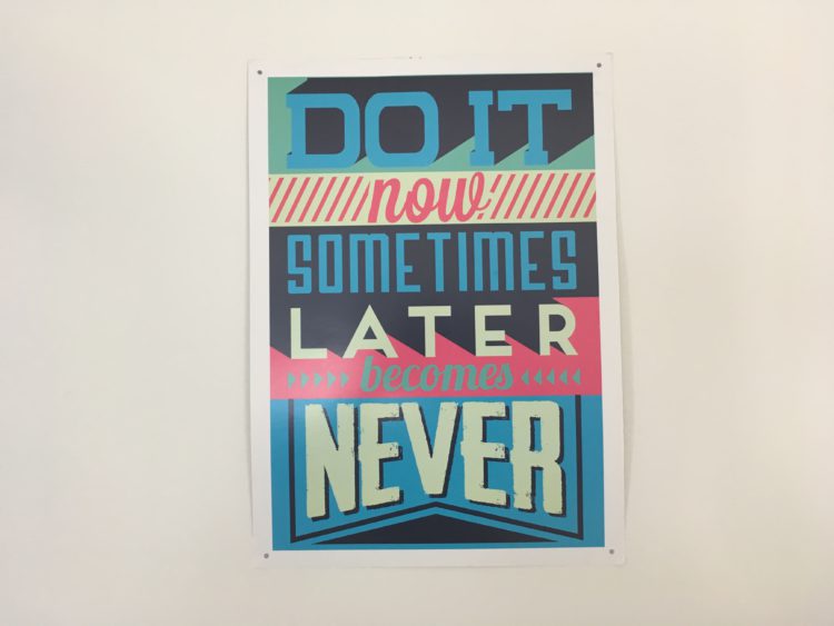 do it now, sometimes later becomes never quote