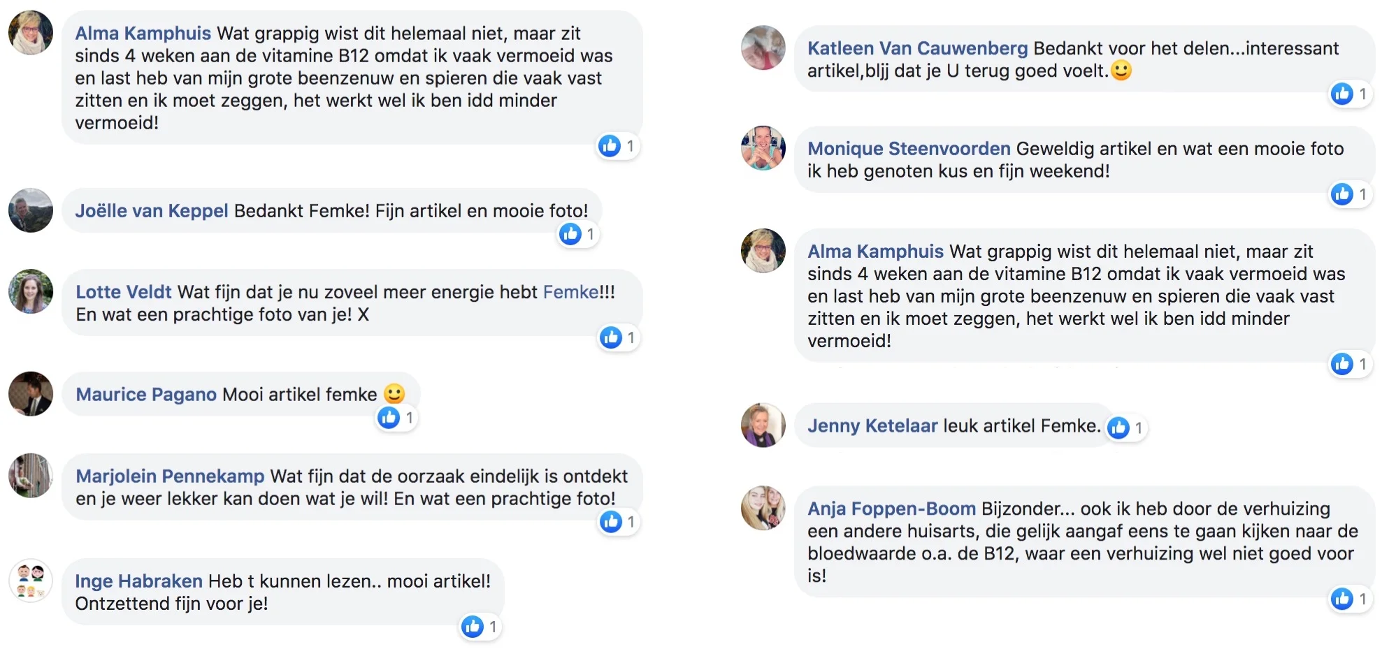 ervaring van anderen naar aanleiding van het interview met Femke de Grijs in Libelle over vitamine B12-tekort