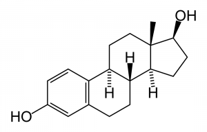 oestradiol (valt onder oestrogenen) chemische structuur