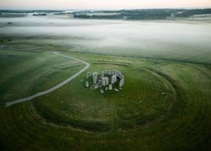 Stonehenge and fog
