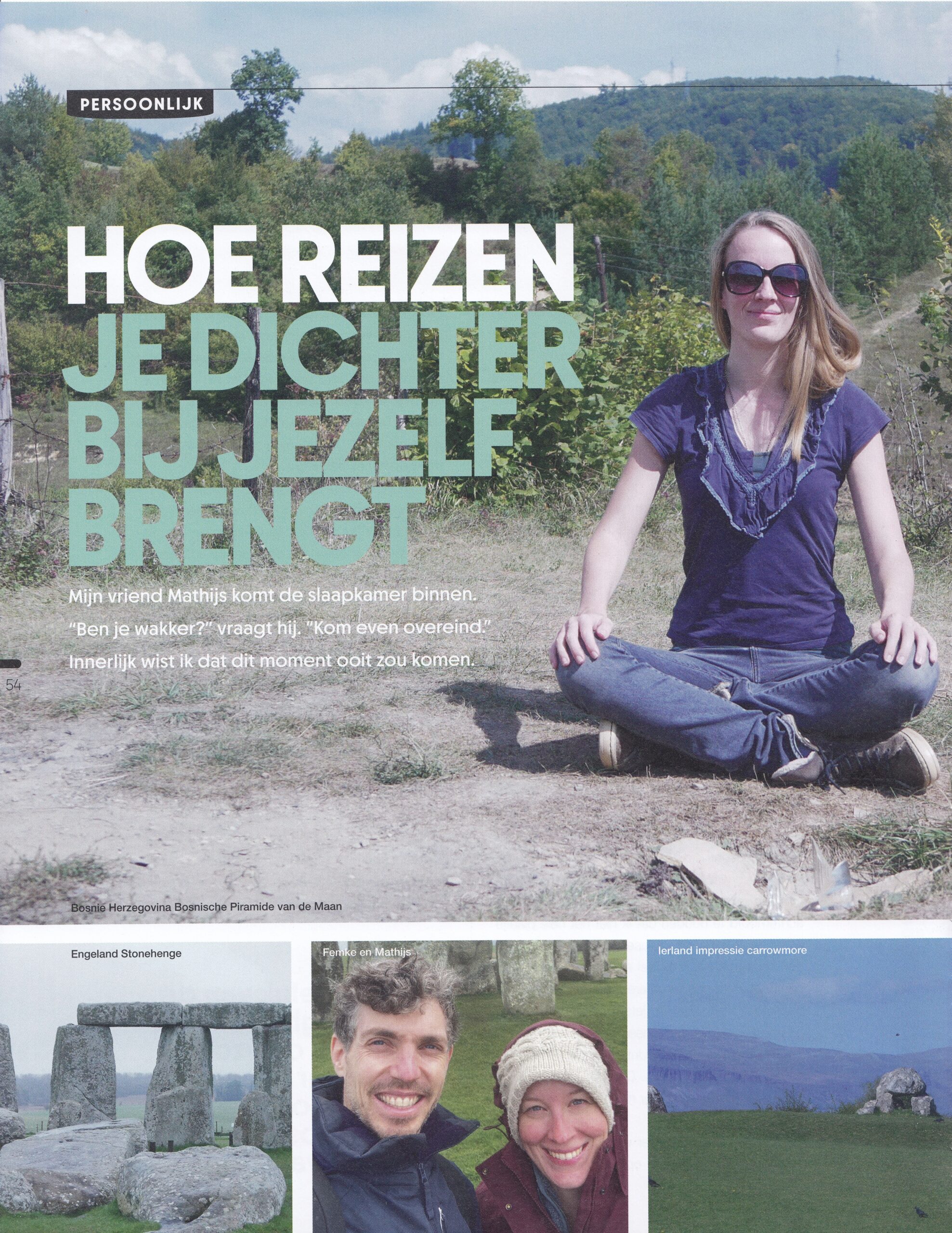 Spiegelbeeld Magazine artikel Hoe reizen je dichter bij jezelf brengt door Femke de Grijs pagina 1
