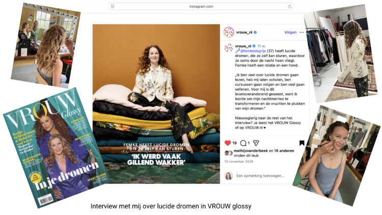 VROUW glossy interviewt Femke de Grijs over lucide dromen: preview van de fotoshoot en de cover van de glossy